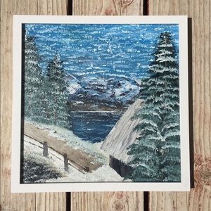 WINTER SNOWING ORIGINAL ACRYLIC HAND CRAFTED